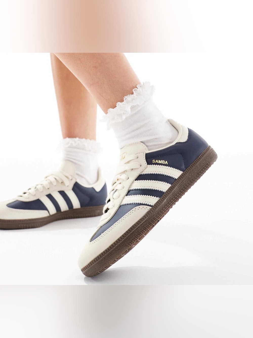adidas samba OG with cream detail in indigo blue